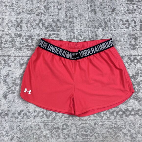 Under Armour Shorts Youth Active Drawstring Bright Pink Black Size Youth XL - Picture 1 of 5